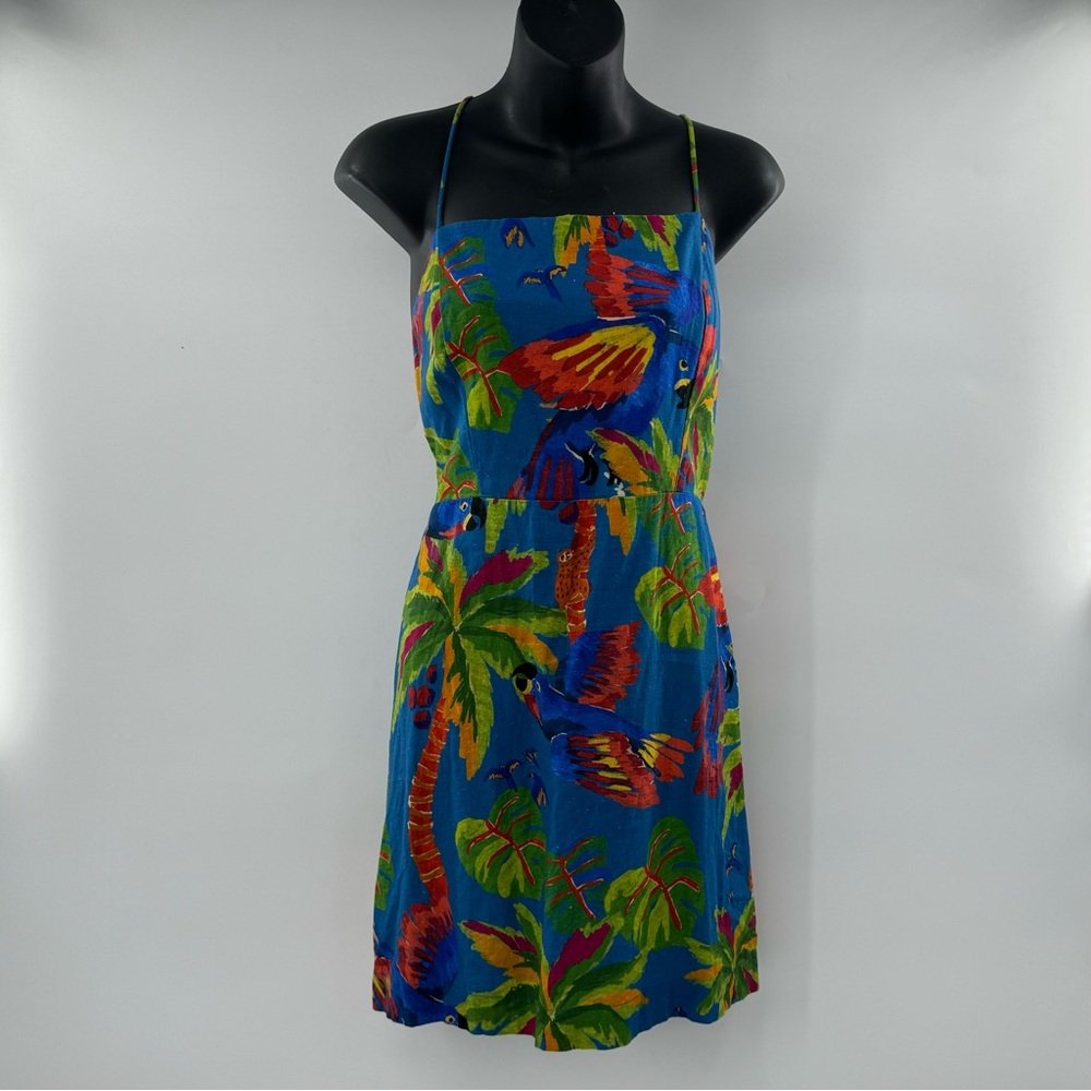 Farm Rio Sunny Day Mini Linen Tie Straps Dress - Size XL
